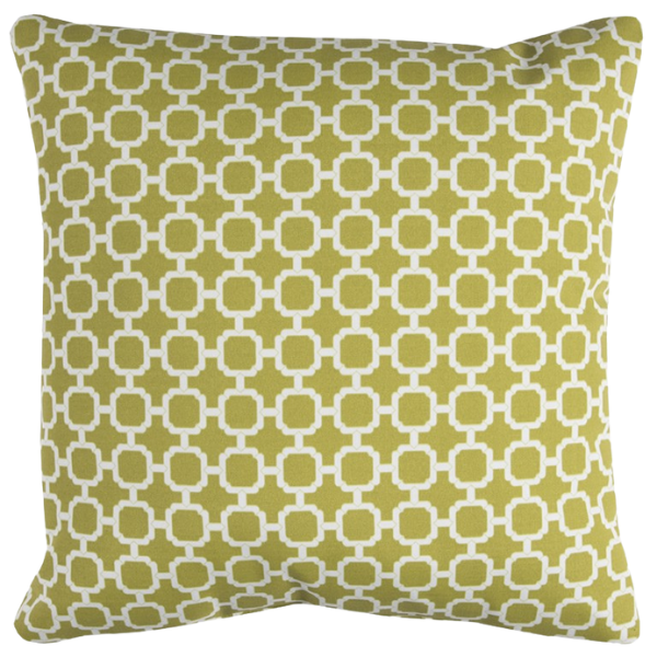 Modern  22" Green and White Quatrefoil Indoor Outdoor Throw Pillow