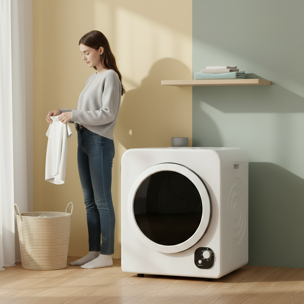 HOMCOM 120V Portable Clothes Dryer, 1300W Compact Laundry Tumble Dryer Machine 3.3 Cu. Ft. with Stainless Steel Tub, White