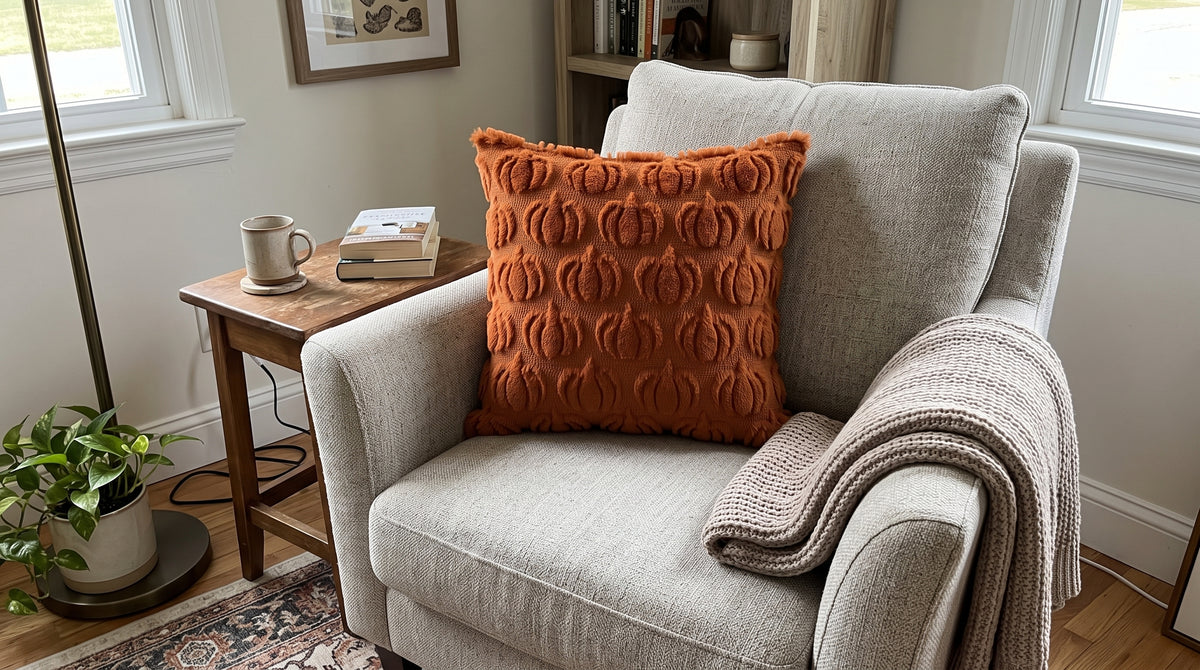 Pumpkin Pillow Covers Set of 2 | 3D Fall Decorative Covers - fit and scale image 3