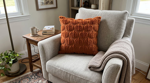 Pumpkin Pillow Covers Set of 2 | 3D Fall Decorative Covers fit and scale thumbnail 3