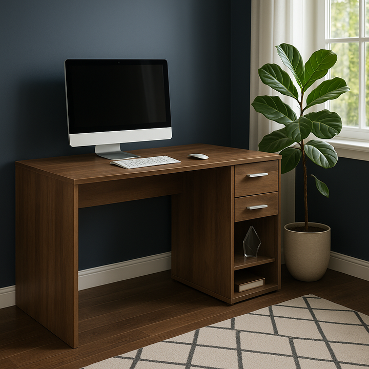 Executive Pro 46" Brown Wood L-Shape Computer Desk – Corner Command Center