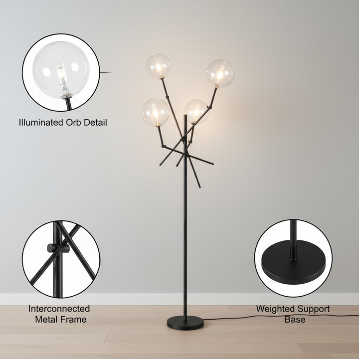 84" Black LED Floor Lamp With White