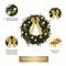 24in Pre-lit Battery Powered Christmas Wreath with Remote, Lighted Artificial Xmas Wreath with 50 Warm Lights and 120 PVC Tips and Ornaments, for Front Door Gate Wall Xmas Party Decorations S001