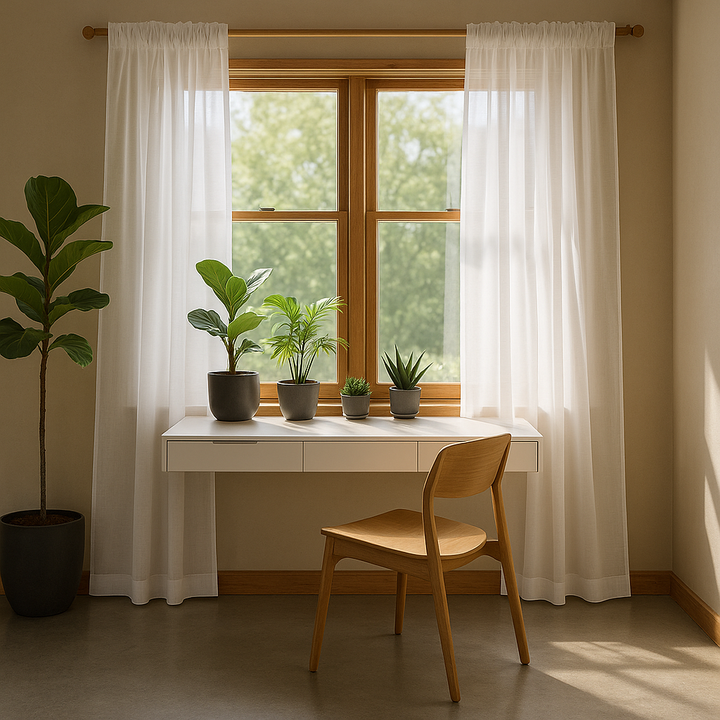 Premium Sheer Curtains 42" W x 84" L - 2 Panel Set Window Drapes with Rod Pocket Design in 100% Polyester for Modern Home Décor
