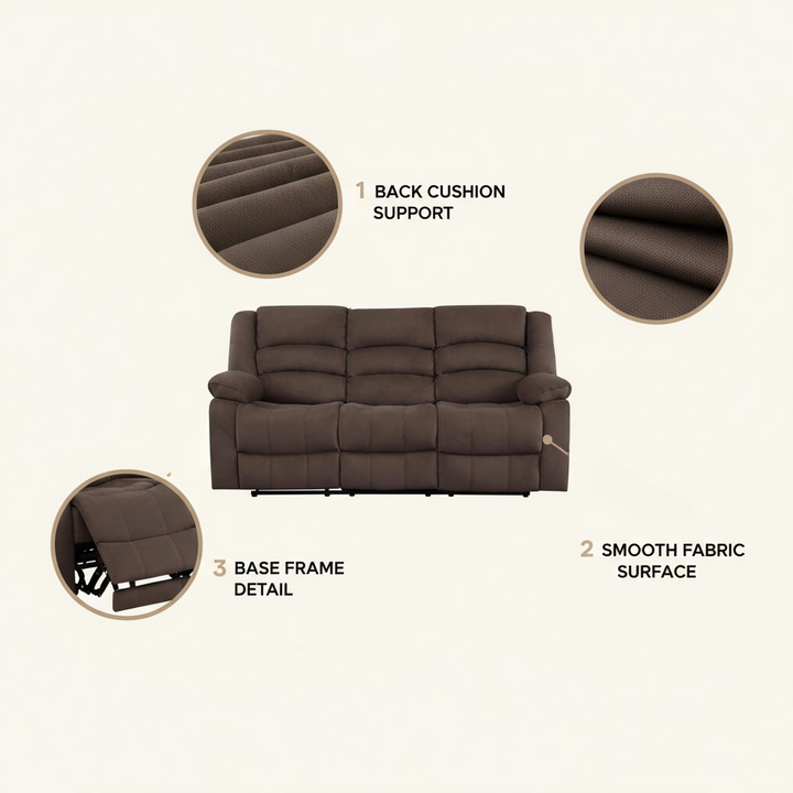 40" Contemporary Brown Fabric Sofa