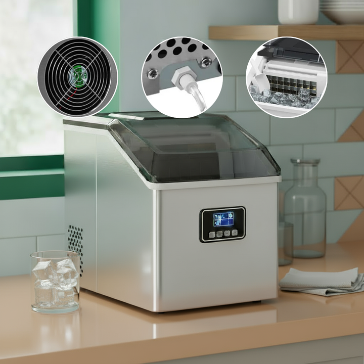 48 Lbs Stainless Self-Clean Ice Maker with LCD Display