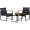3 Piece Wicker Conversation Bistro Sets Outdoor Patio Set Modern Rattan Chair Furniture Sets with Coffee Table for Yard Garden