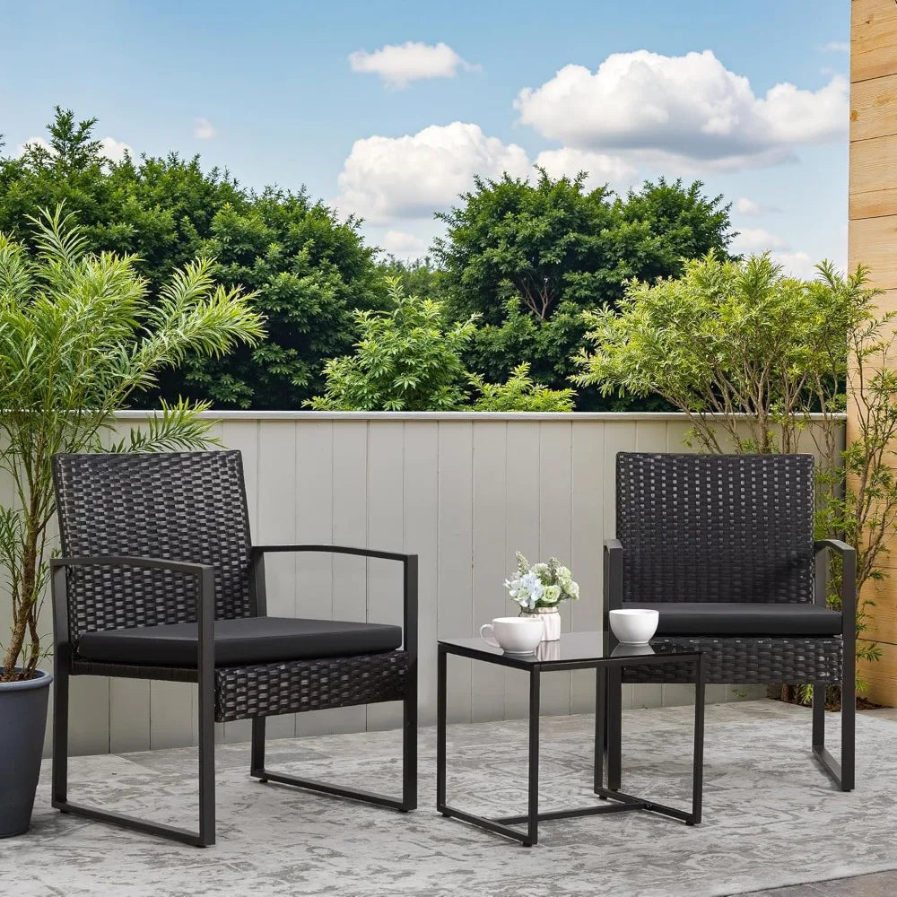 3 Piece Wicker Conversation Bistro Sets