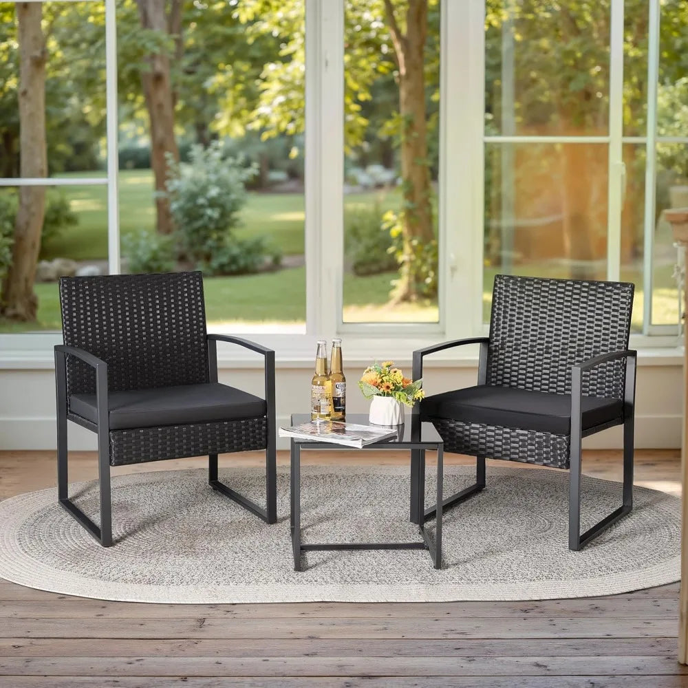 3 Piece Wicker Conversation Bistro Sets