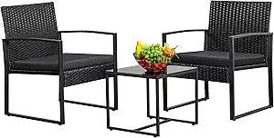 3 Piece Wicker Conversation Bistro Sets