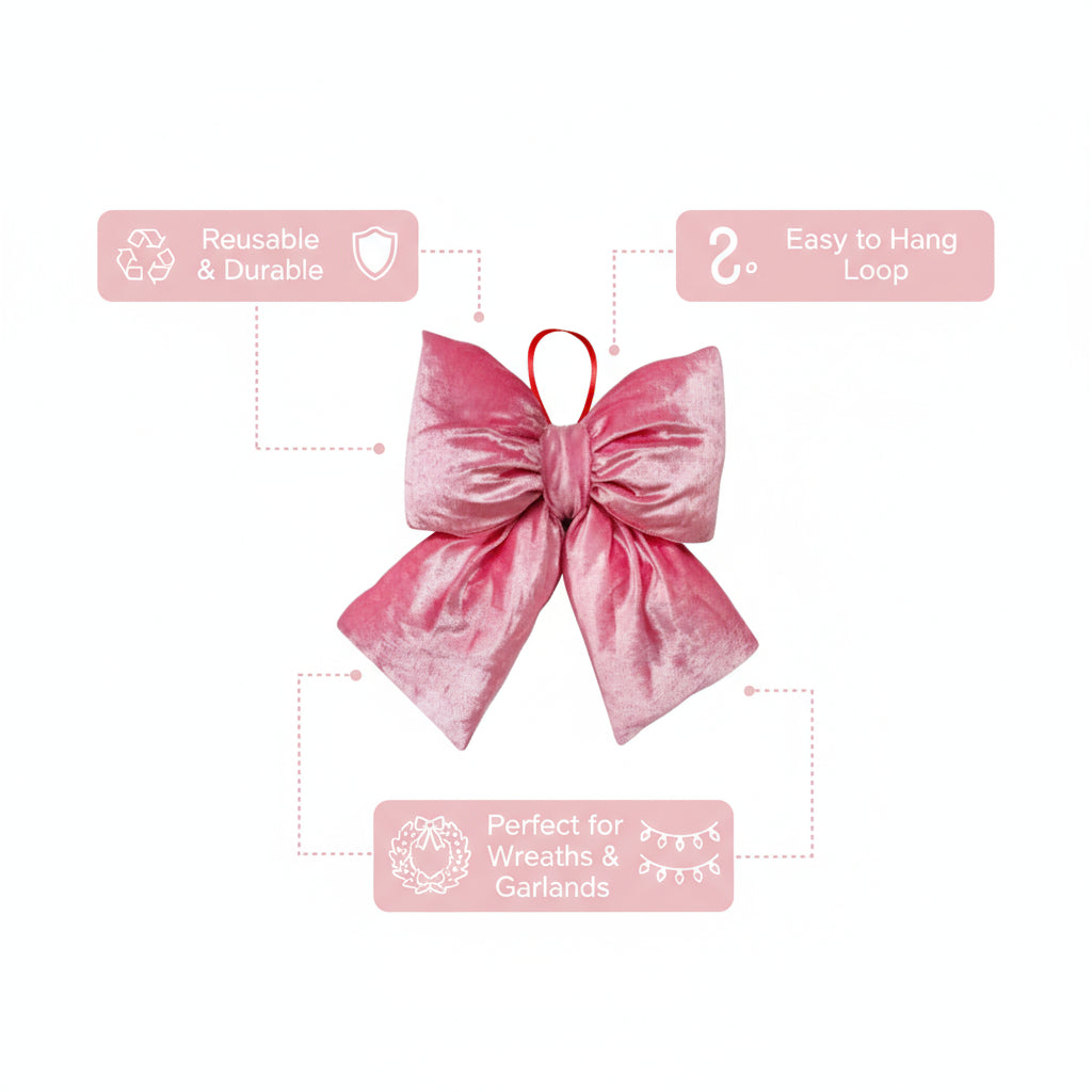 Festive Red Velvet Ribbon Bow with Sparkling Gold Trim - Elegant Holiday Tree Decoration or Gift Topper
