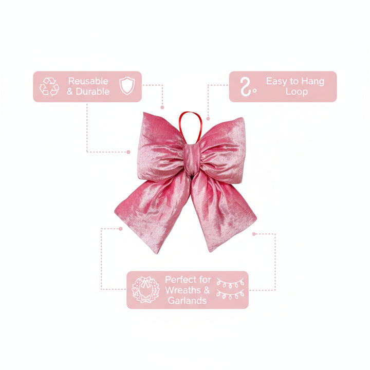 Festive Red Velvet Ribbon Bow with Sparkling Gold Trim - Elegant Holiday Tree Decoration or Gift Topper