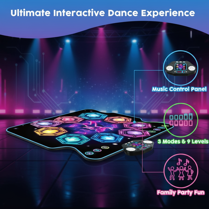 VATOS Musical Dance Mat Toy for Kids 27 Levels 8 LED Keys Bluetooth 5 Game Modes Ages 3+ Boys Girls Outdoor Party Christmas Gift