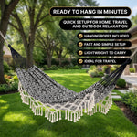 Boho Macrame Double Hammock Swing with Tassels – 2 Person Hanging Chair for Indoor & Outdoor Relaxation - 3