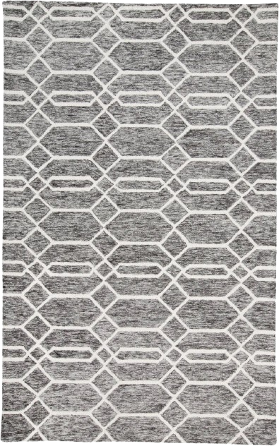 Transitional Trellis & Lattice Gray/Black/Ivory Area Rug