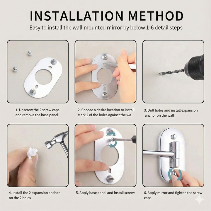 PrecisionGlow LED Wall Mounted Makeup Mirror with 10X Magnification & 360° Swivel | Trufairs