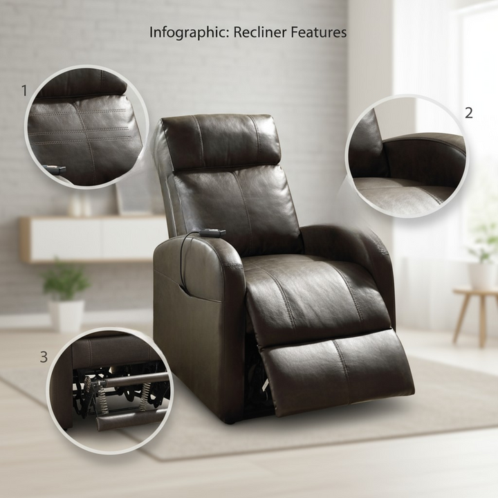 Faux Leather Power Motion Lift Recliner In Red