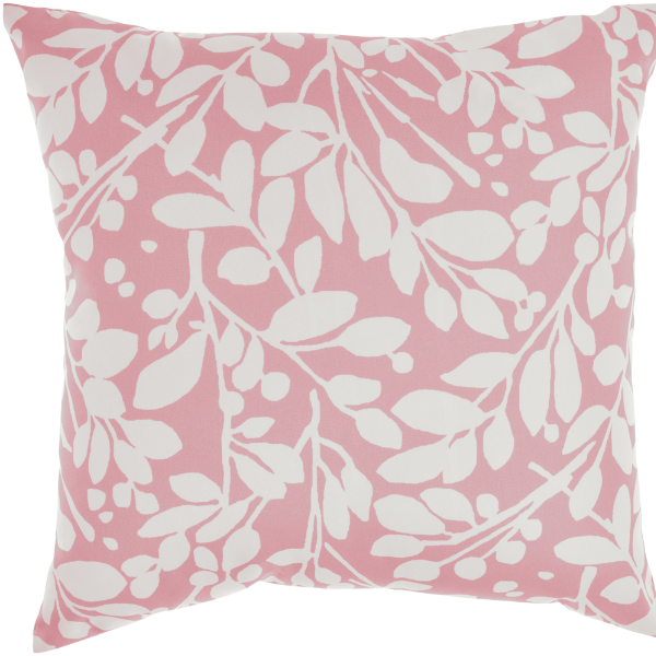 Premium 20" Pink and White Botanical and Geometric Indoor Outdoor Throw Pillow - Reversible Contemporary Design with Weather-Resistant Polyester