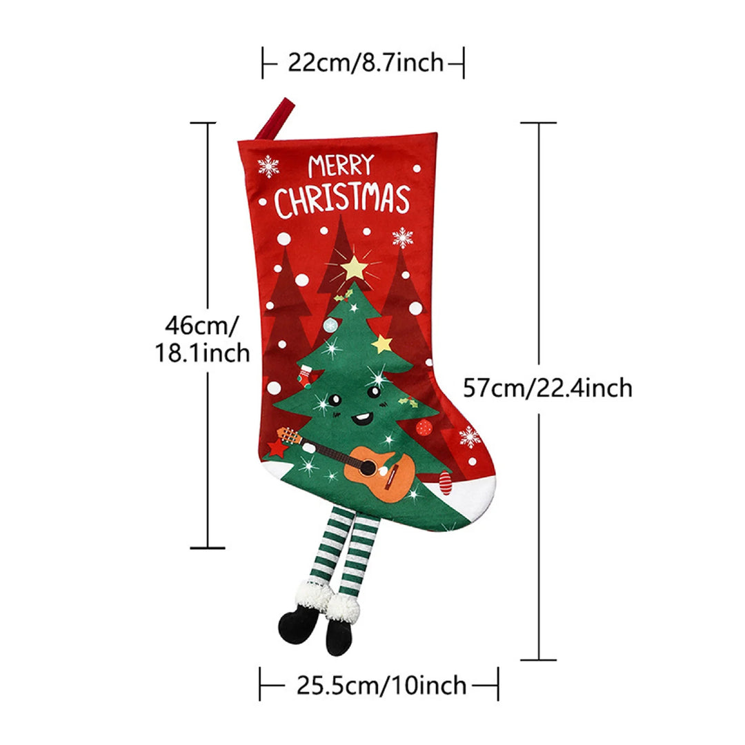Christmas Stockings with Cute Legs with Classic Elk Snowman Santa Claus Elements for Holiday Christmas Party
