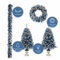 Pre-lit Xmas Tree Artificial Christmas 4-Piece Set,Garland, Wreath and Set of 2 Entrance Trees X-mas with LED Lights, Christmas Tree WL