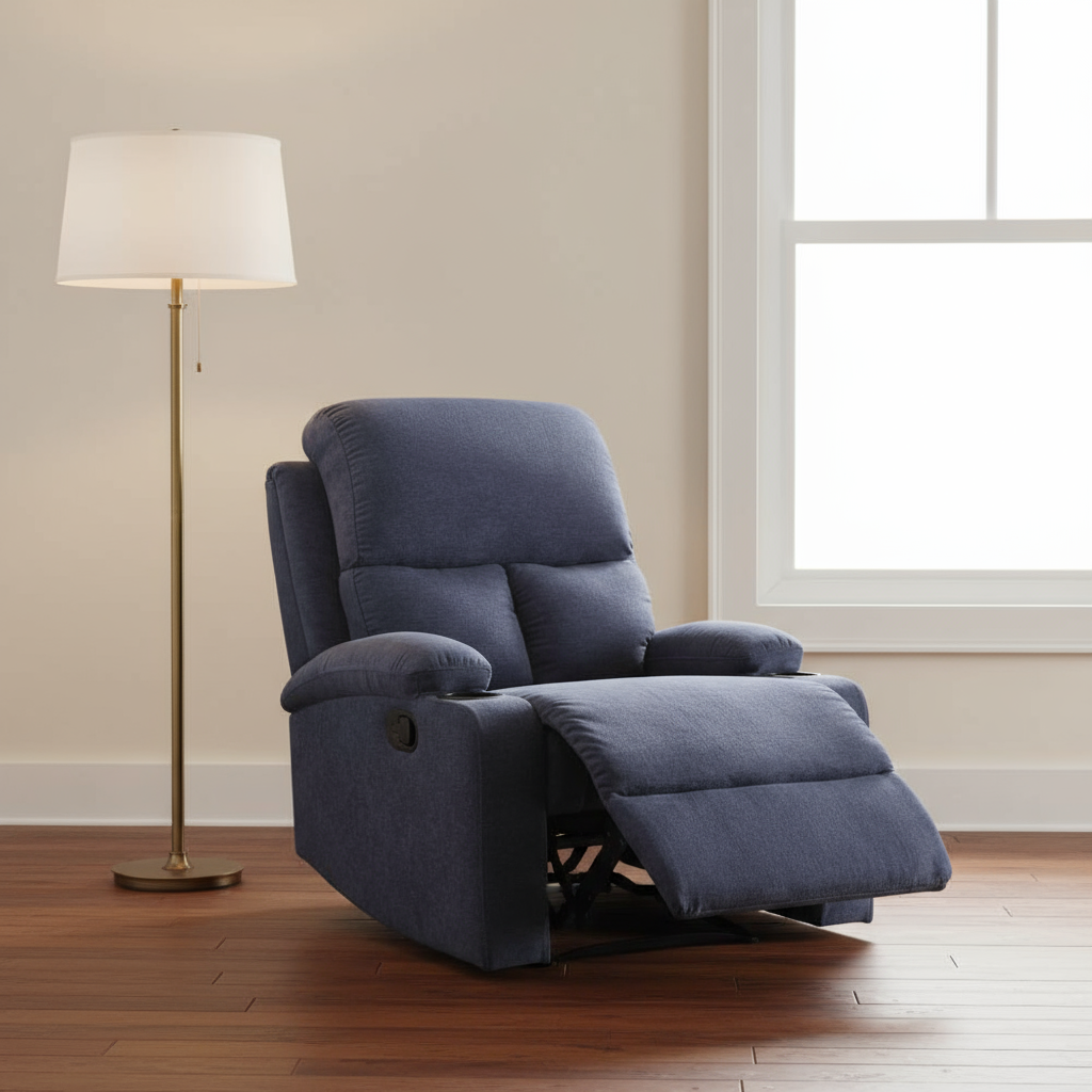 32" Blue Linen Recliner