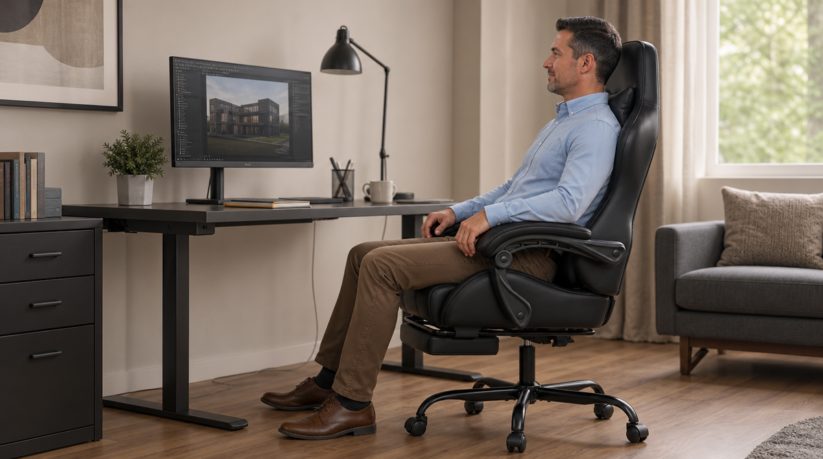 Reclining Gaming Chair with Footrest, Lumbar Support & 360° Swivel - image 3