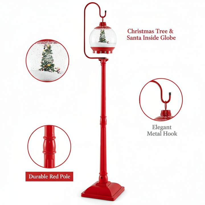 68 Inch Festive Musical Christmas Street Lamp Post with Snow Globe Lantern