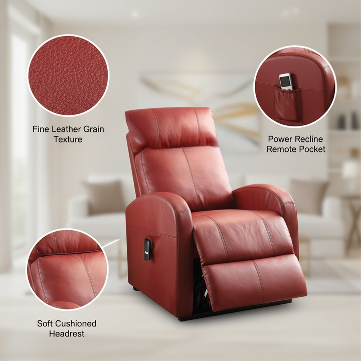 Faux Leather Power Motion Lift Recliner In Red