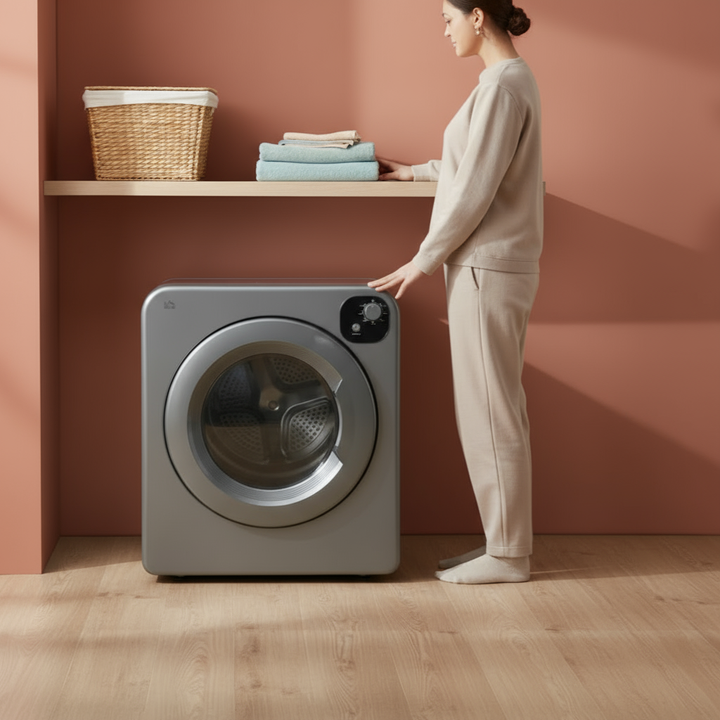 HOMCOM Compact Laundry Dryer 1300W Portable Clothes Dryer with 3.2 cu.ft Stainless Steel Drum, Front Load Electric Dryer, Gray