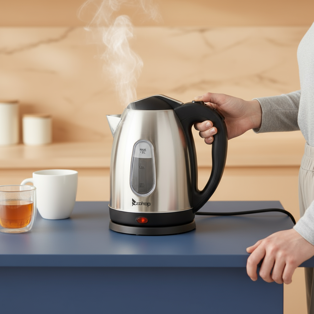 US Standard ZOKOP HD-1802S 120V 1200W 1.5L Stainless Steel Electric Kettle with Water Window [Same code 00574412]