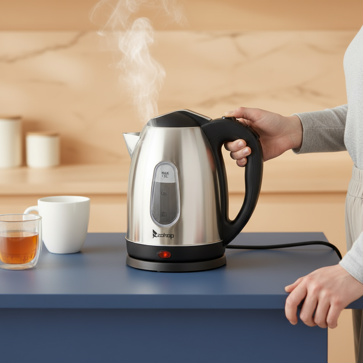 US Standard ZOKOP HD-1802S 120V 1200W 1.5L Stainless Steel Electric Kettle with Water Window [Same code 00574412]