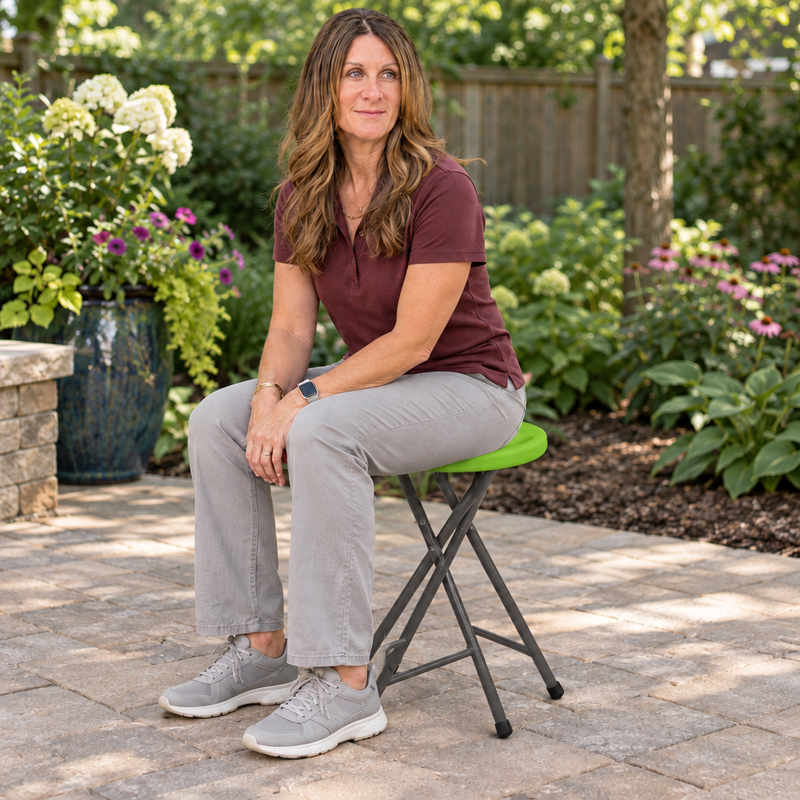 Folding Stool with Metal Frame – Indoor & Outdoor Seating - 3