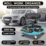 360° Swivel Pneumatic Mechanic Stool — 300–330 lbs Capacity, Padded Seat | Trufairs - 3