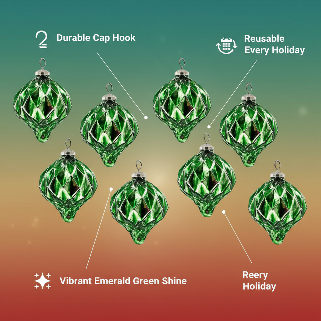 4.2x4.2x5.1 Christmas Ball Ornaments - Set of 8 Glass Decorative Hanging Balls for Holiday Decor | Trufairs