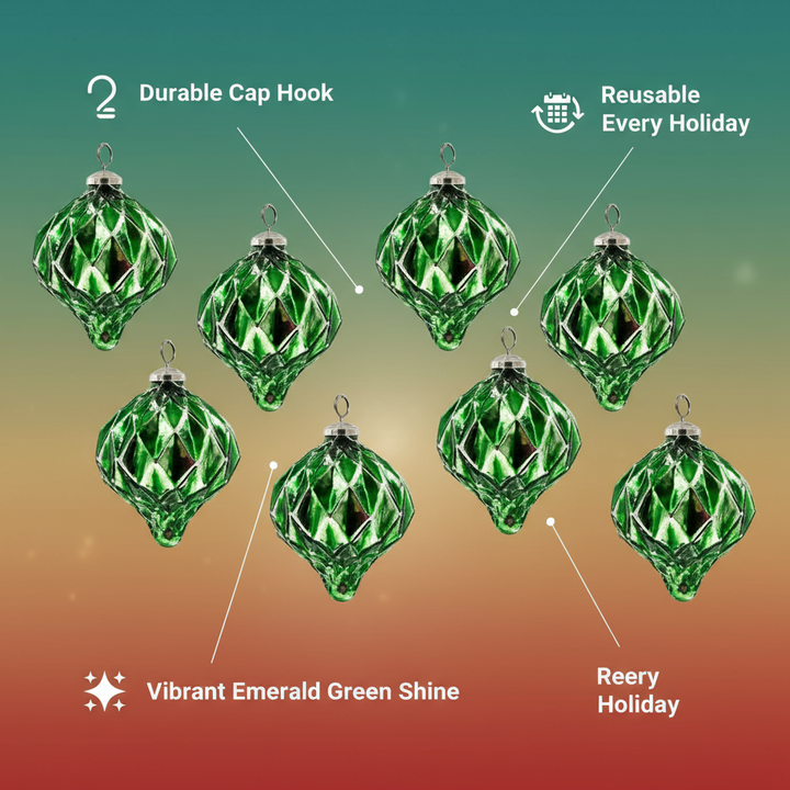 4.2x4.2x5.1 Christmas Ball Ornaments - Set of 8 Glass Decorative Hanging Balls for Holiday Decor | Trufairs