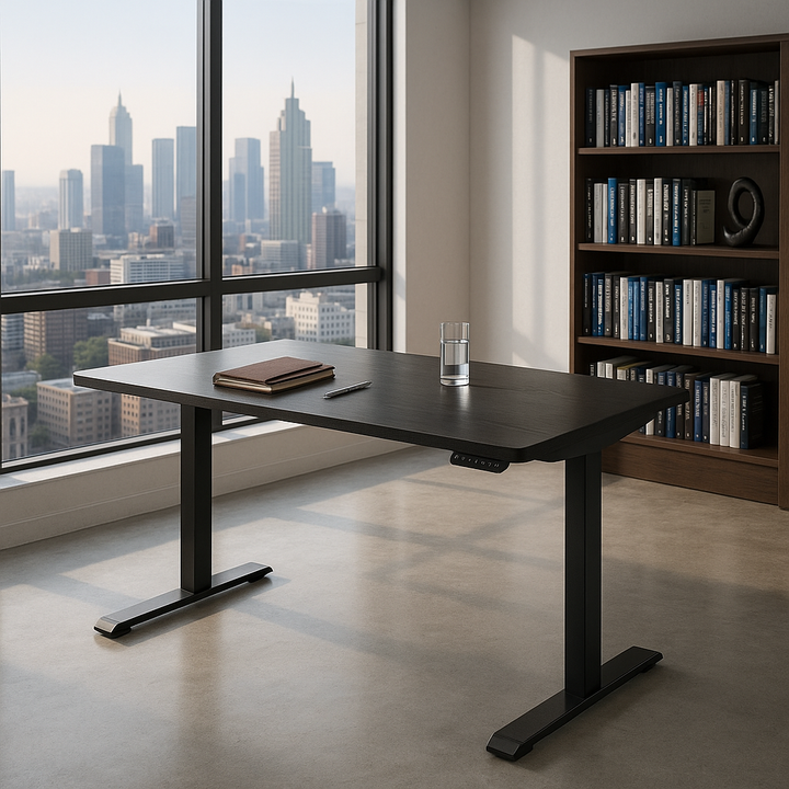 Black on Black 45" Bamboo Dual Motor Electric Office Adjustable Computer Desk