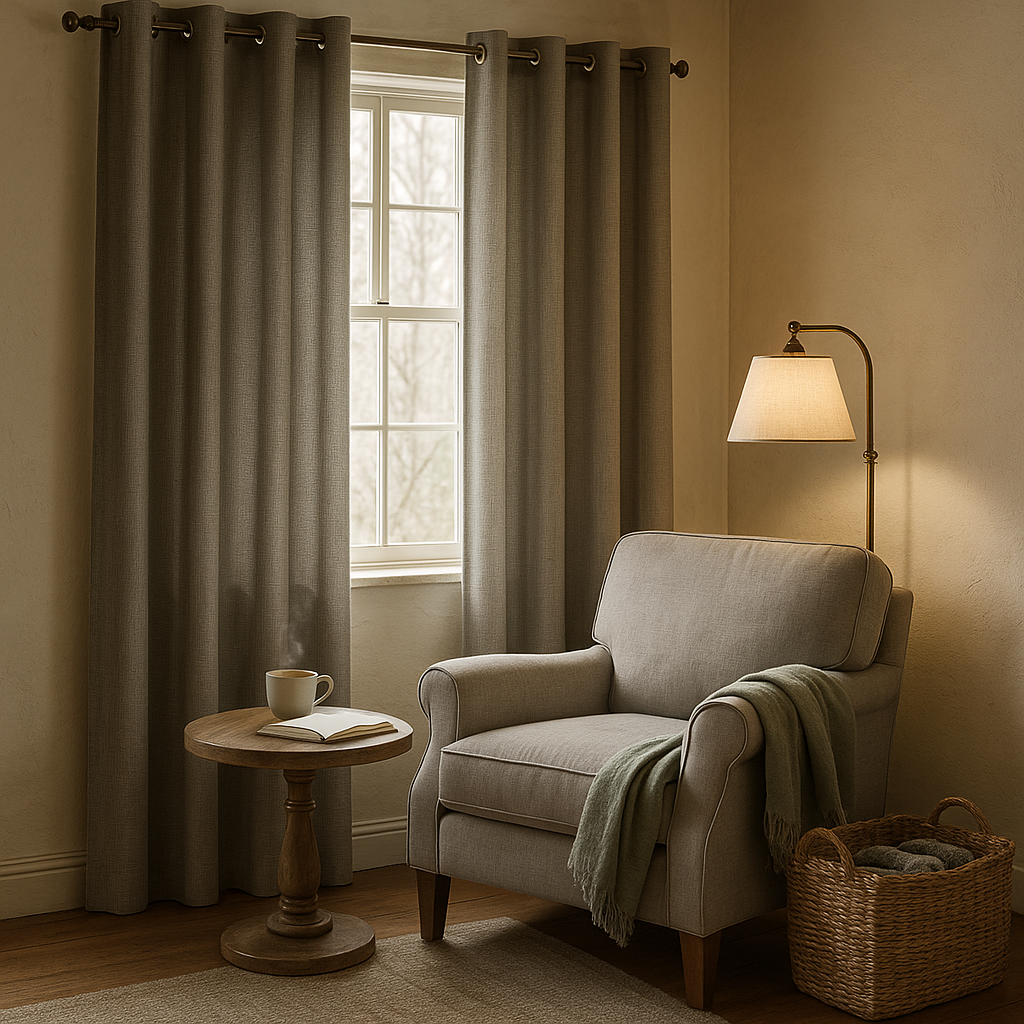 Printed Heathered Blackout Grommet Top Curtain Panel(Only 1 Pc Panel)
