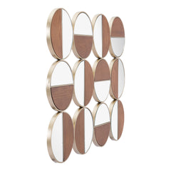 Cycle Round Mirror Gold & Walnut