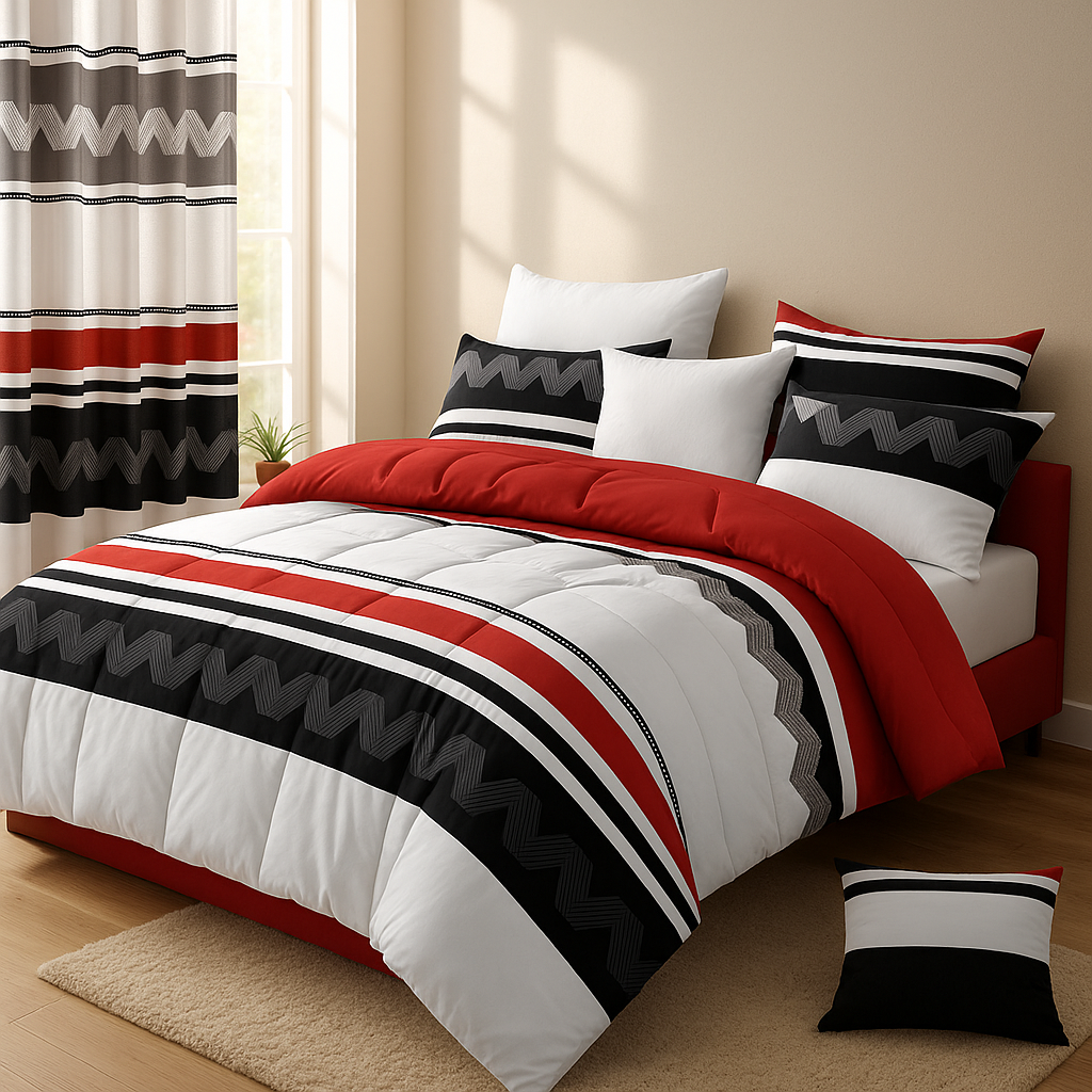 9 Piece in a Bag Thick Touch Bed Cover Curtain Set, Upgraded Luxury Bedspread Set, Bamboo microfiber All Season Bedding-Set For Home, RV Beding, Boys And Girls Gifts With Gift Bag