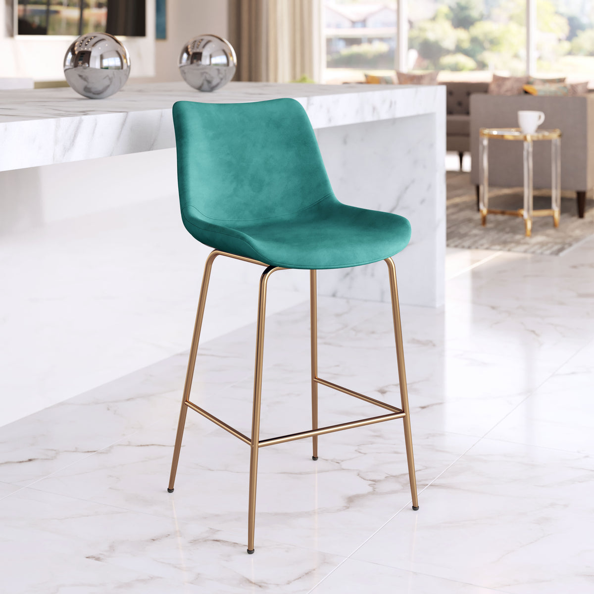 Tony Counter Stool Green & Gold