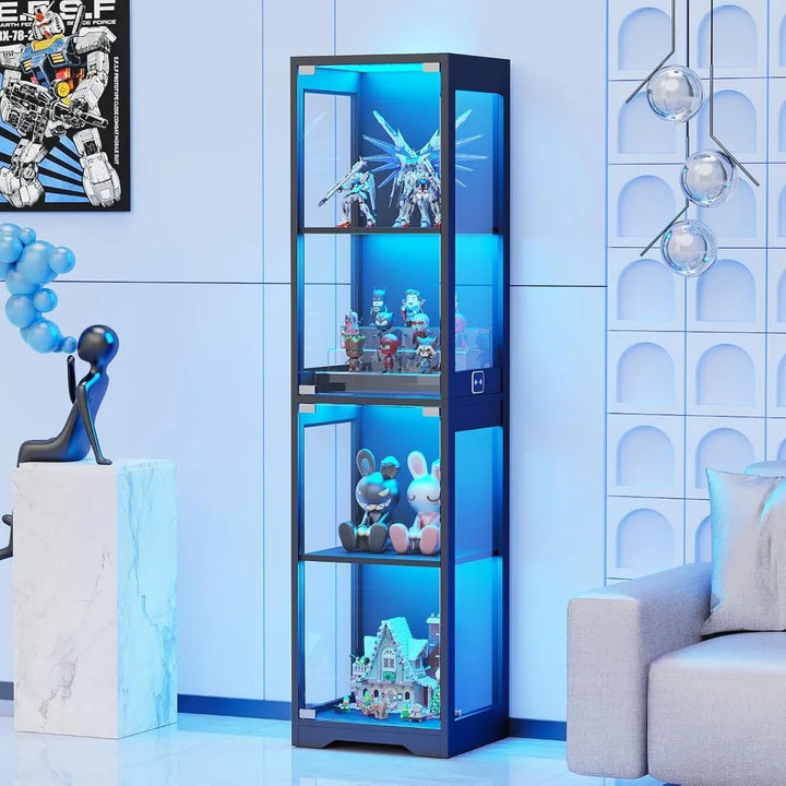 4-Tier Glass Display Cabinet
