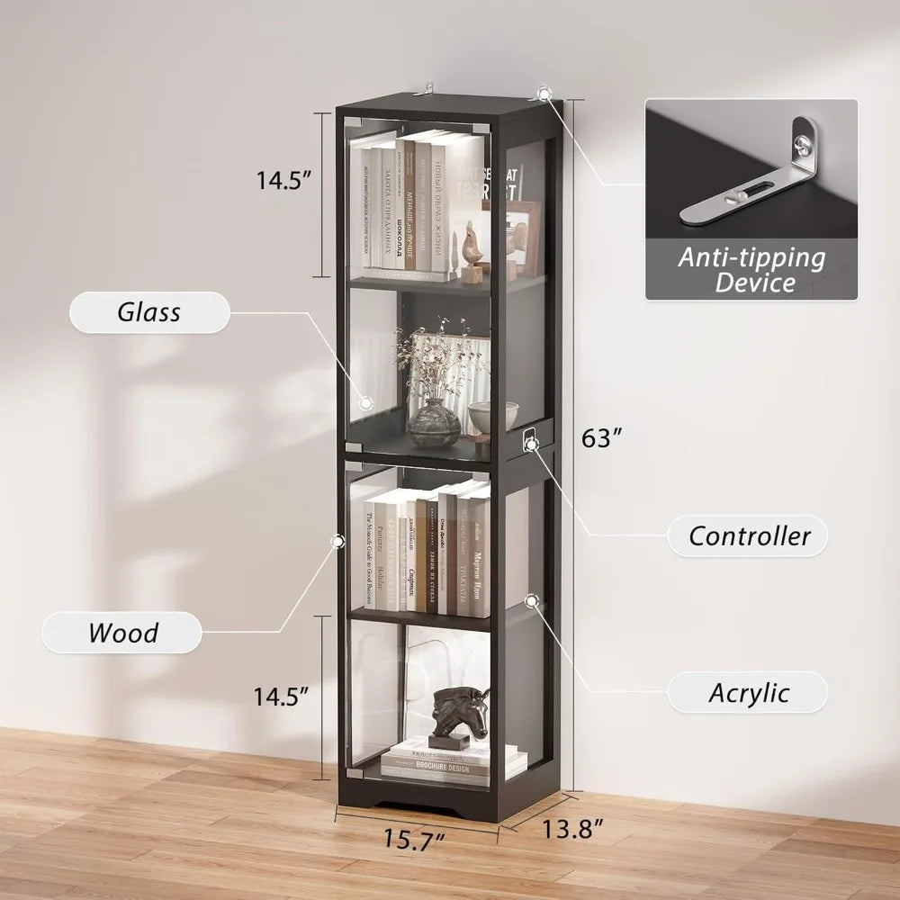 4-Tier Glass Display Cabinet