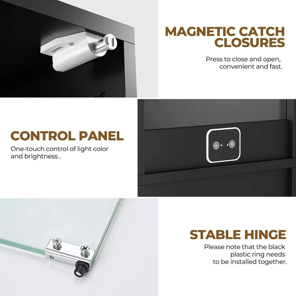 4-Tier Glass Display Cabinet