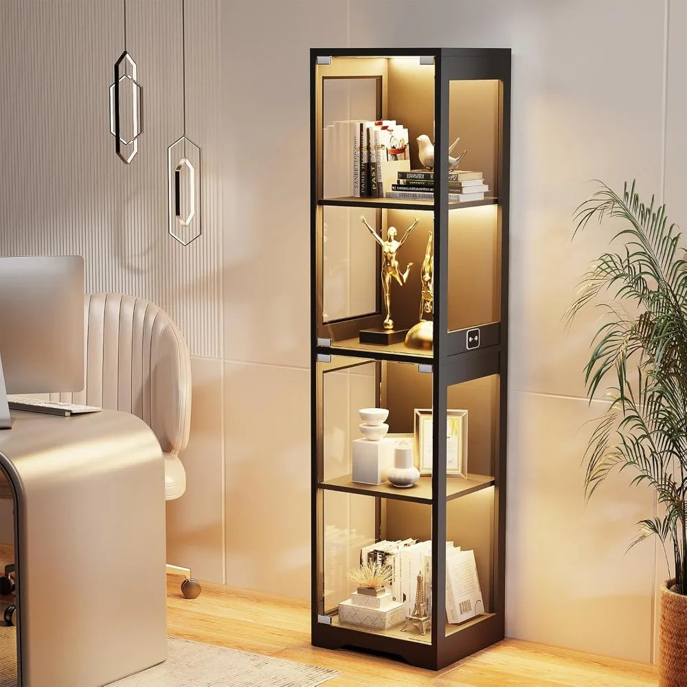 4-Tier Glass Display Cabinet