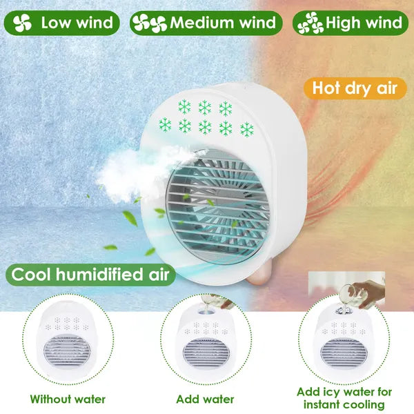 4 In 1 Portable Mini Desktop Air Conditioner Fan Water Mist Cooling Fan