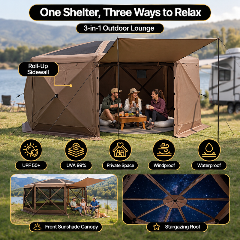 15x15 Pop-Up Gazebo Screen Tent – Large Outdoor Screen House with Mesh Walls & Carry Bag - 4.