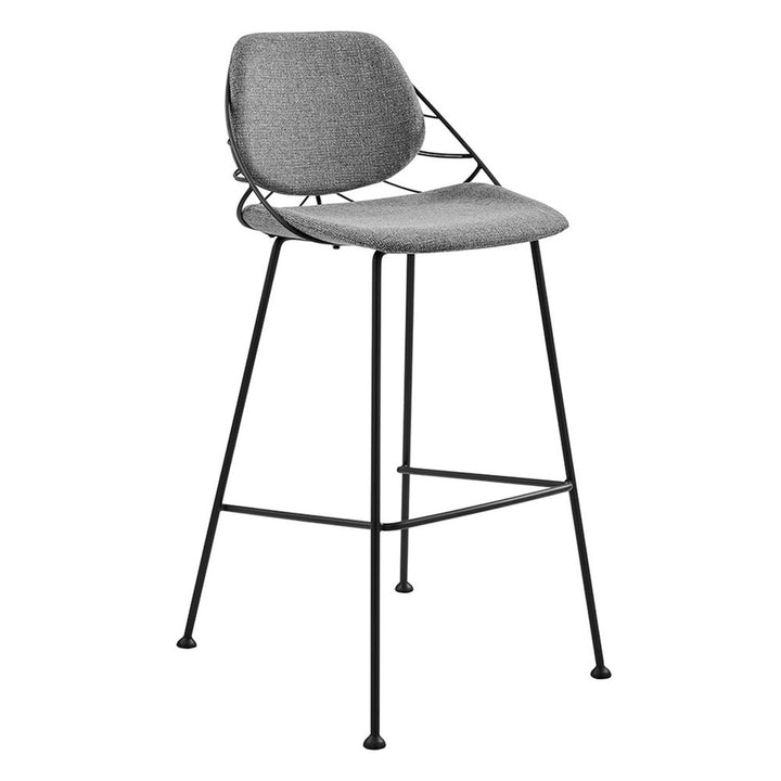Metro Contemporary Bar Chair Set - Light Gray Fabric & Black Steel Frame (Set of 2)