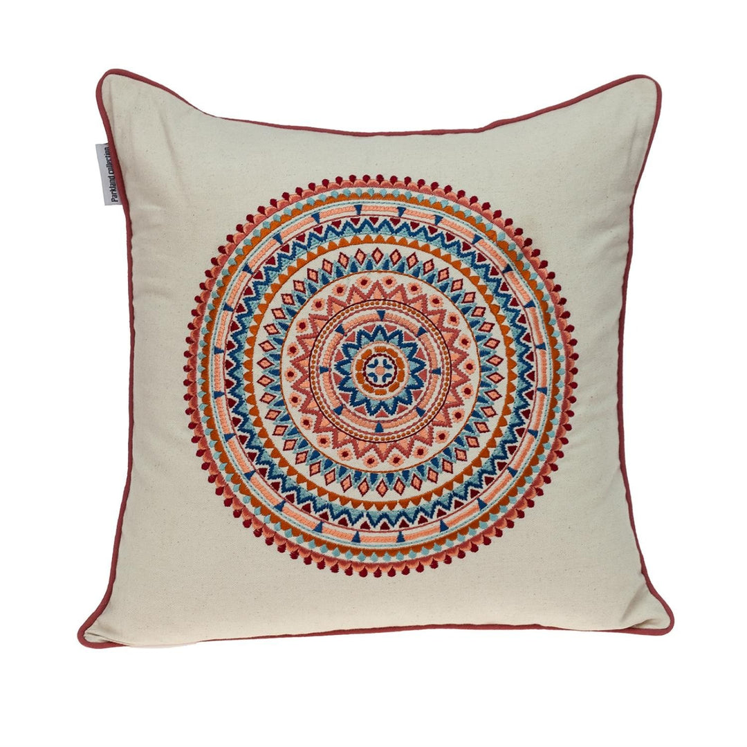 Premium 18" x 18" Beige and Blue Abstract Indoor Outdoor Throw Pillow with Zipper Closure
