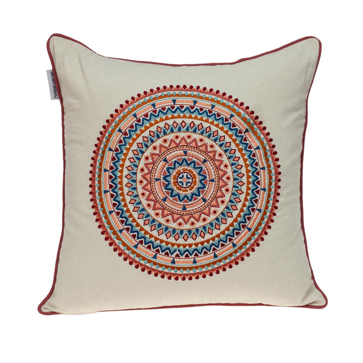 Premium 18" x 18" Beige and Blue Abstract Indoor Outdoor Throw Pillow with Zipper Closure