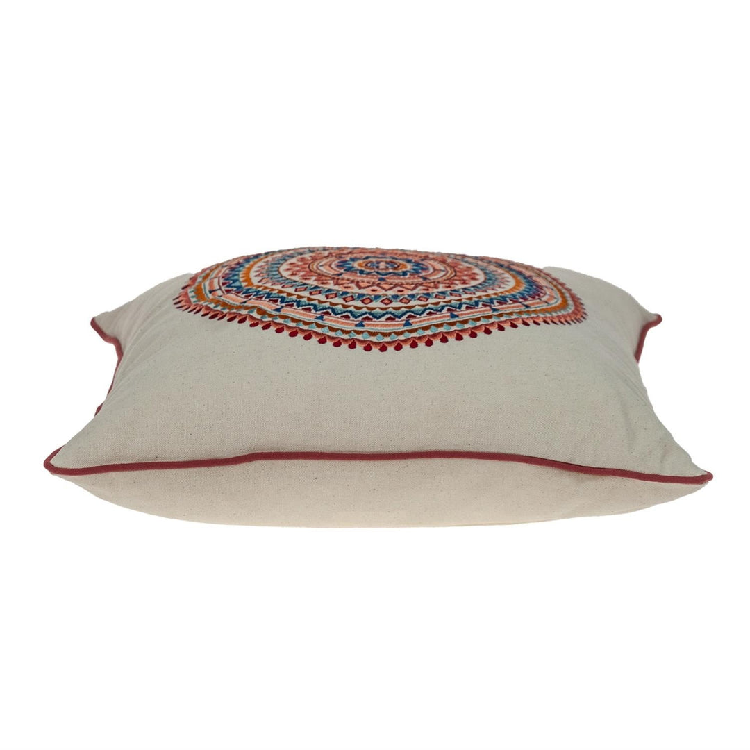 Premium 18" x 18" Beige and Blue Abstract Indoor Outdoor Throw Pillow with Zipper Closure